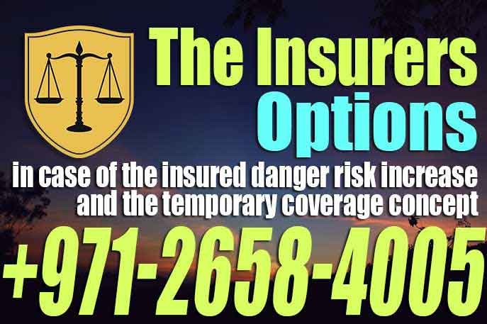 The insurers options in case of the insured danger risk increase and the temporary coverage concept